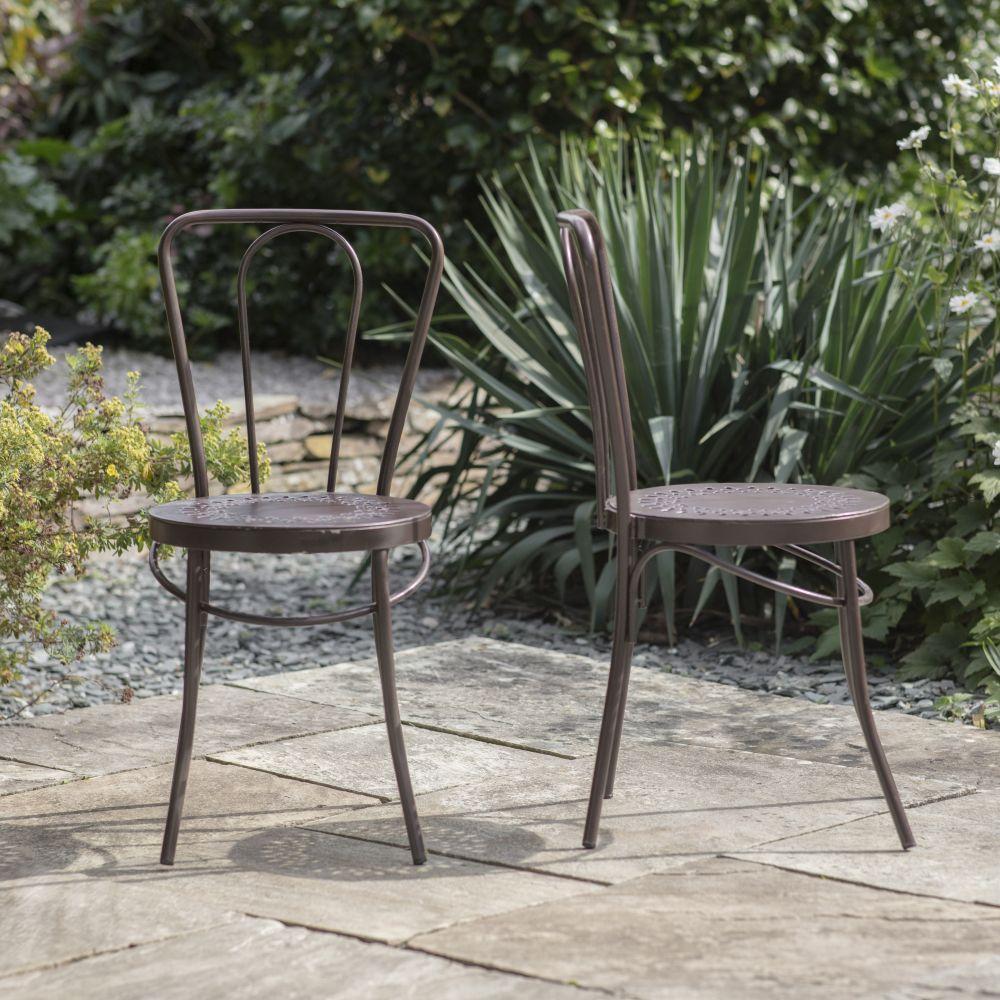 Greige Iron Outdoor Bistro Chair