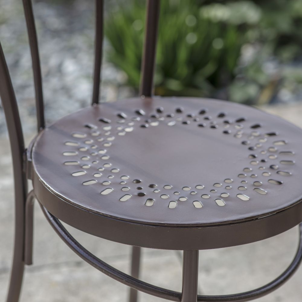 Greige Iron Outdoor Bistro Chair