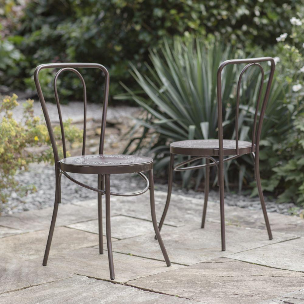 greige Iron Outdoor Bistro Chair