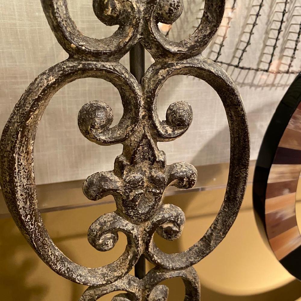 Greige Iron Scroll Lamp With Black Shade