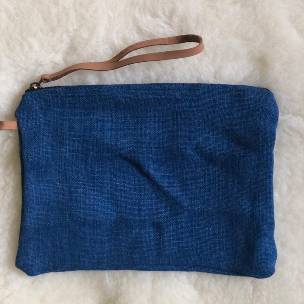 Greige Jute Pouch - Dark Grey Natural Or Denim