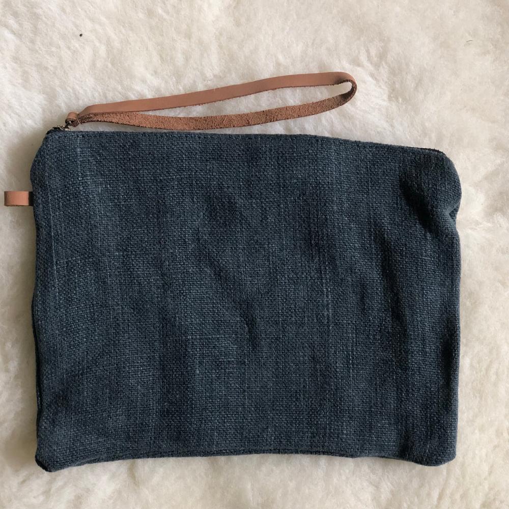 greige Jute Pouch - Dark Grey Natural or Denim