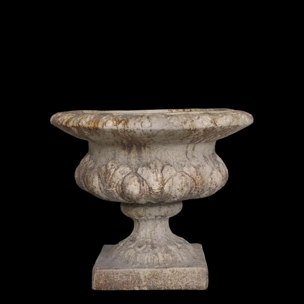 Greige Large Antique Cream Rustic Urn Planter