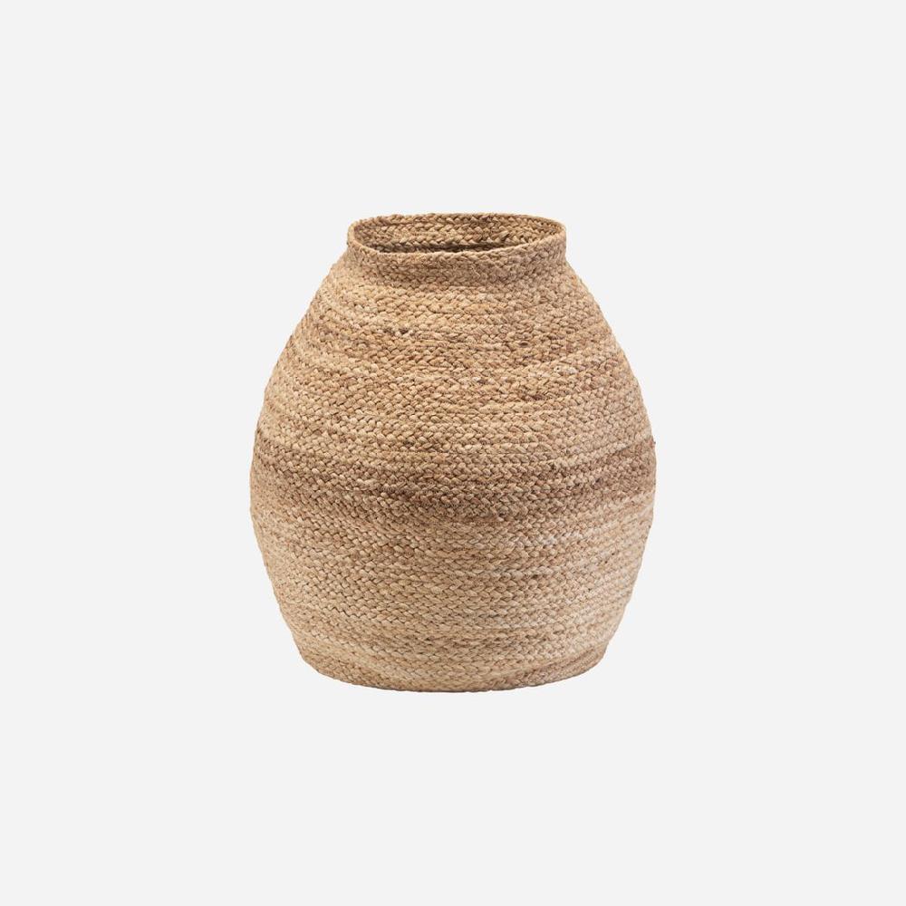 Greige Large Bulbous Jute Basket - Natural