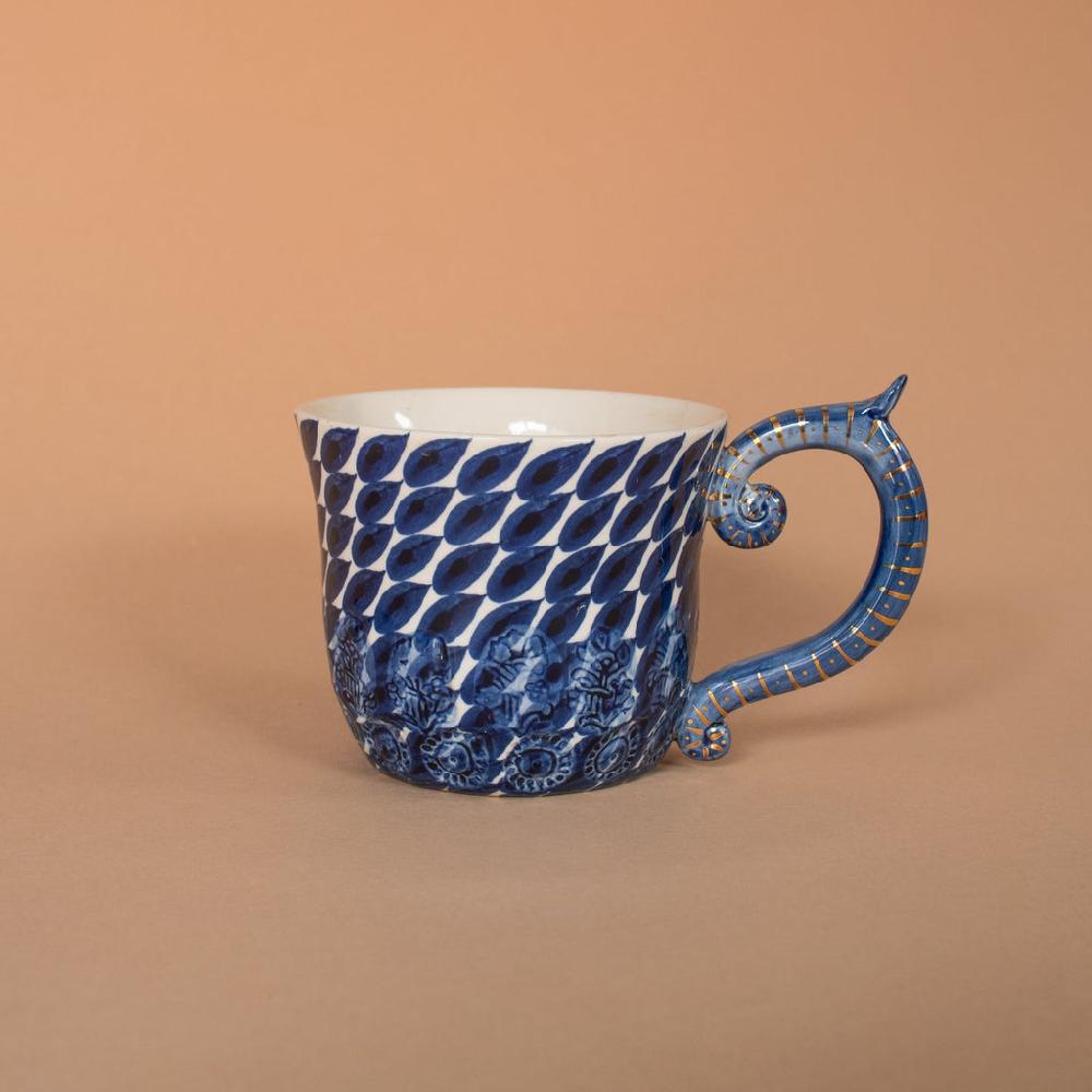 Greige Large Dash Pattern Tea Or Coffee Mug
