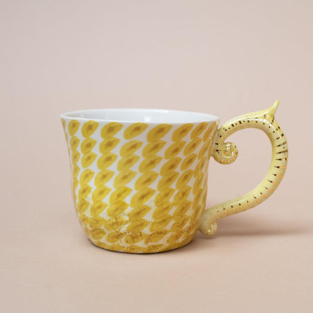 Greige Large Dash Pattern Tea Or Coffee Mug