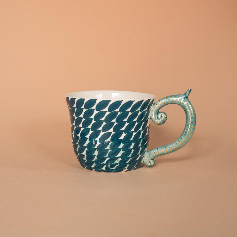 greige Large Dash Pattern Tea or Coffee Mug