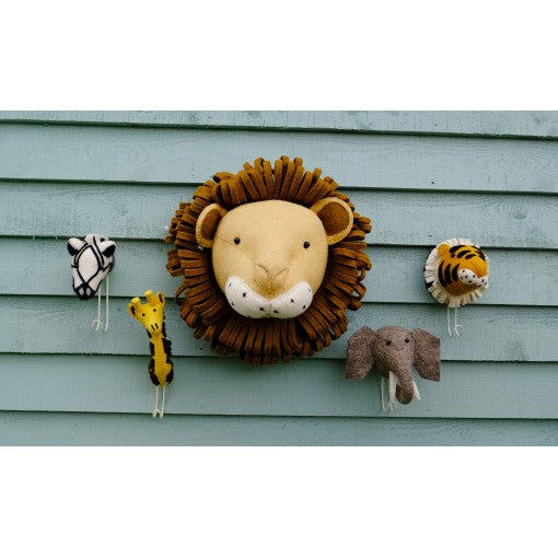Greige Large Felt Lion Head