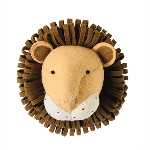 greige Large Felt Lion Head