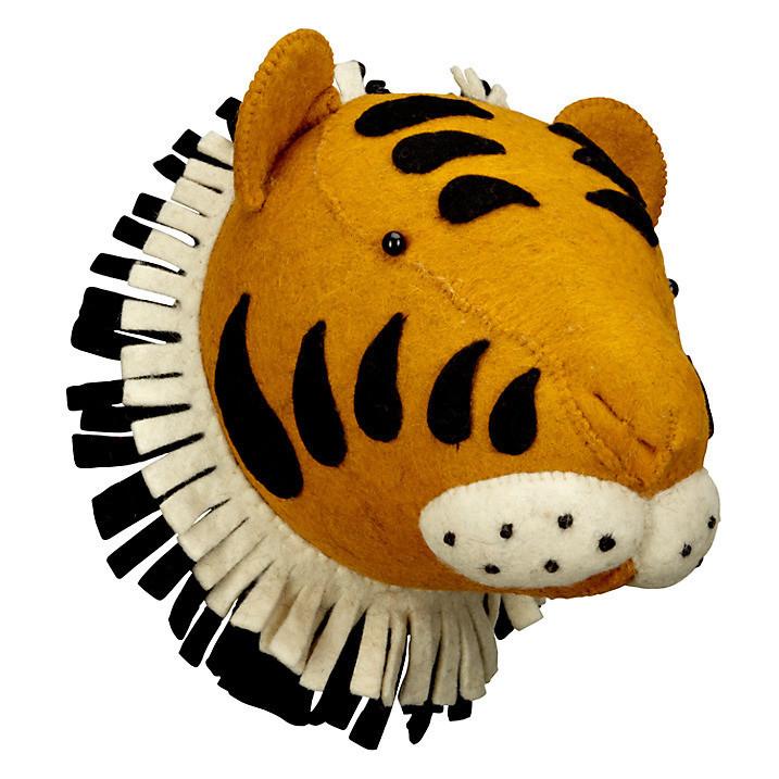 Greige Large Felt Tiger Head