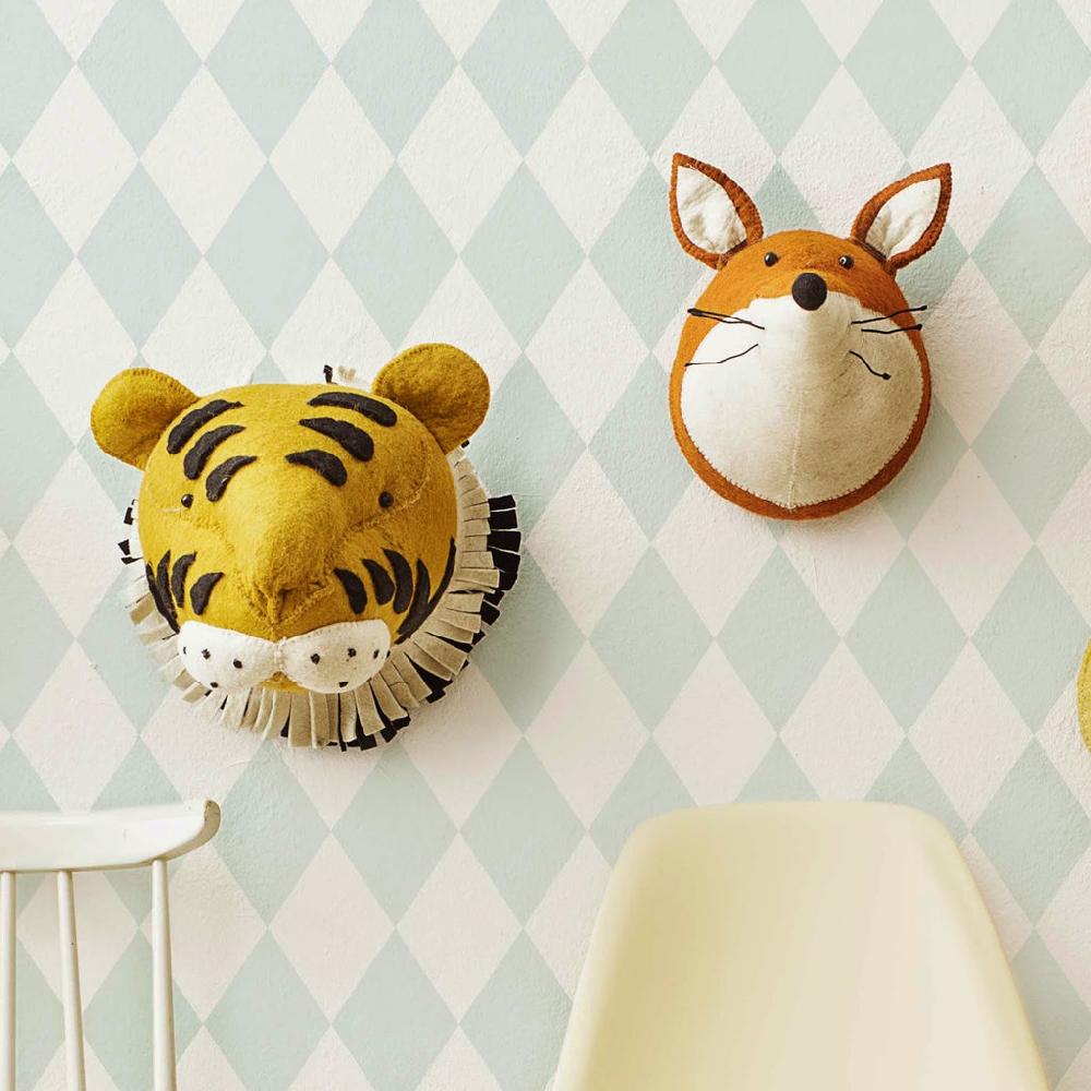 Greige Large Felt Tiger Head