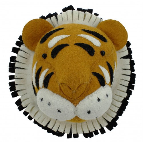 greige Large Felt Tiger Head