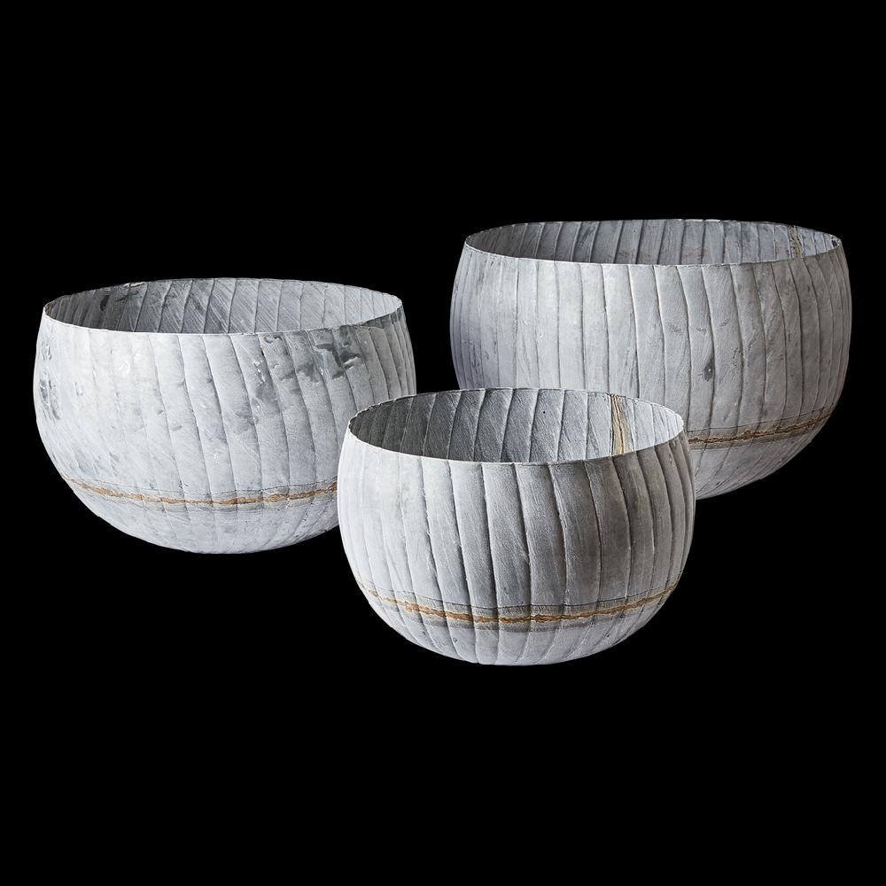 greige Large Galvanised Planters - Three Sizes