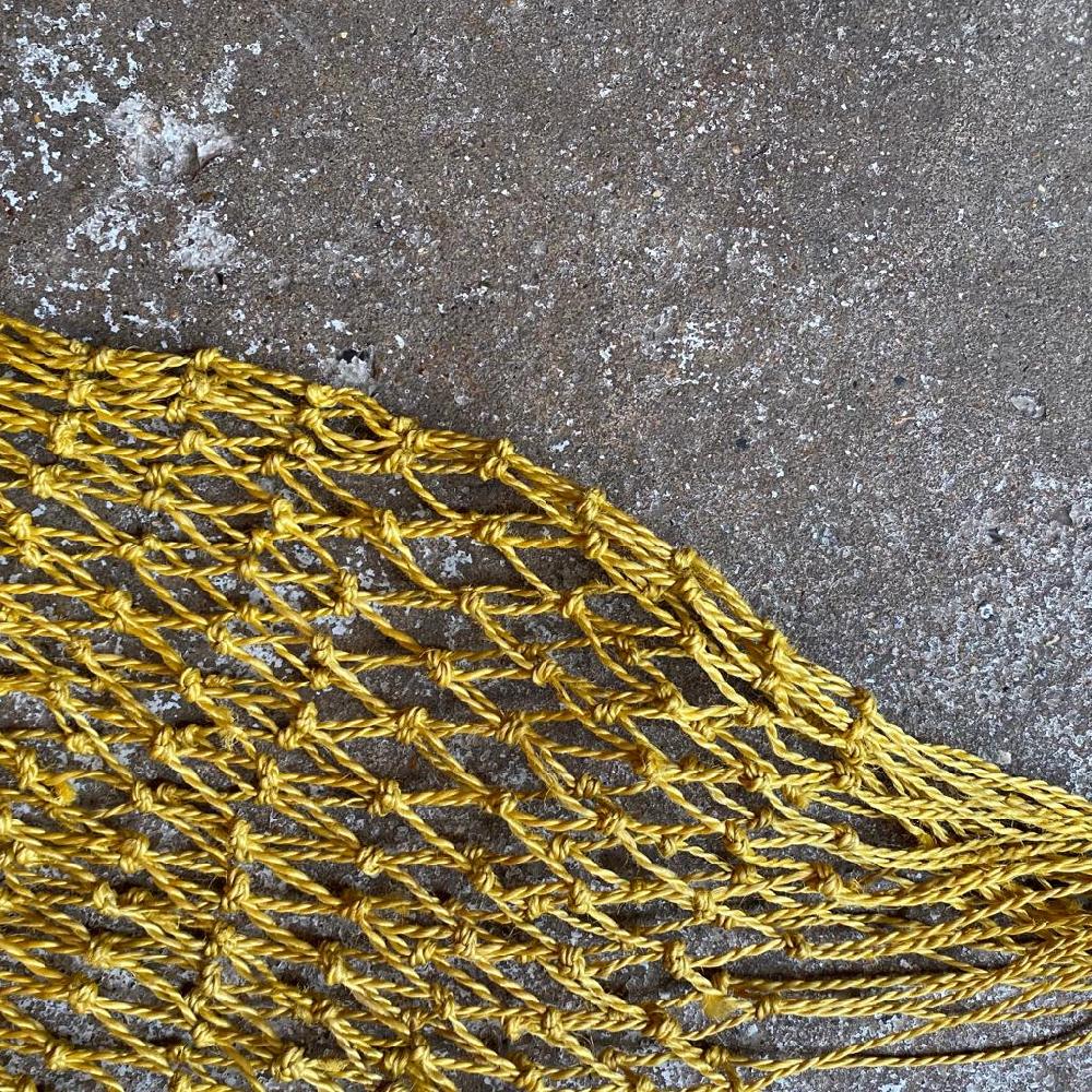Greige Large Macrame String Bag - Mustard