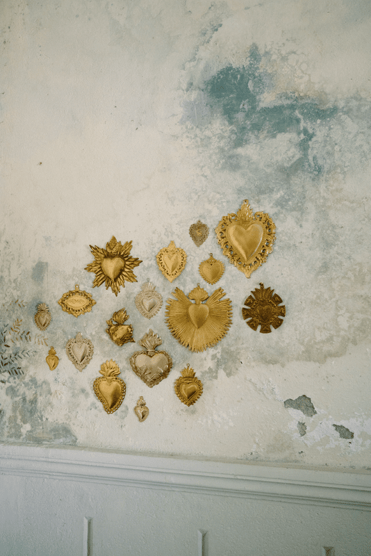 Greige Large Maria Heart - Gold - Boncoeurs