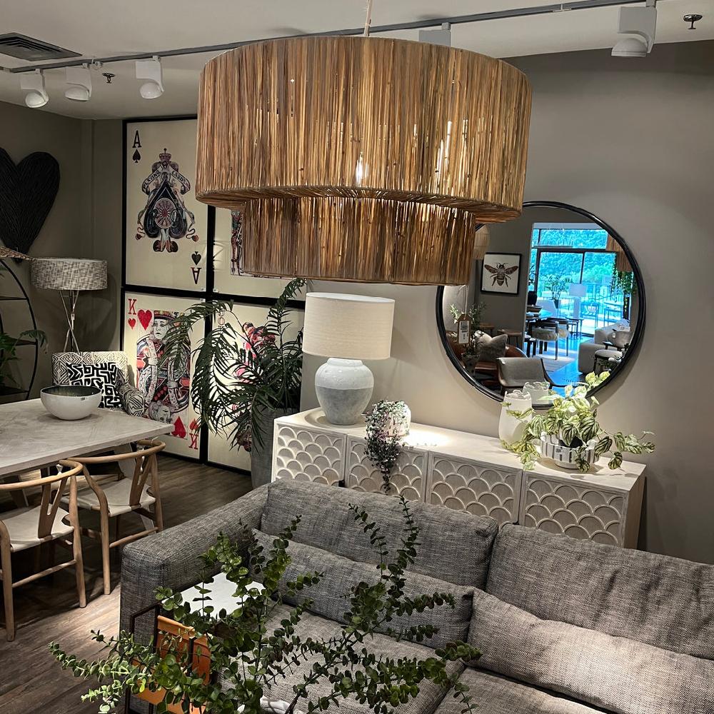 Greige Large Raffia Wrapped Lampshade