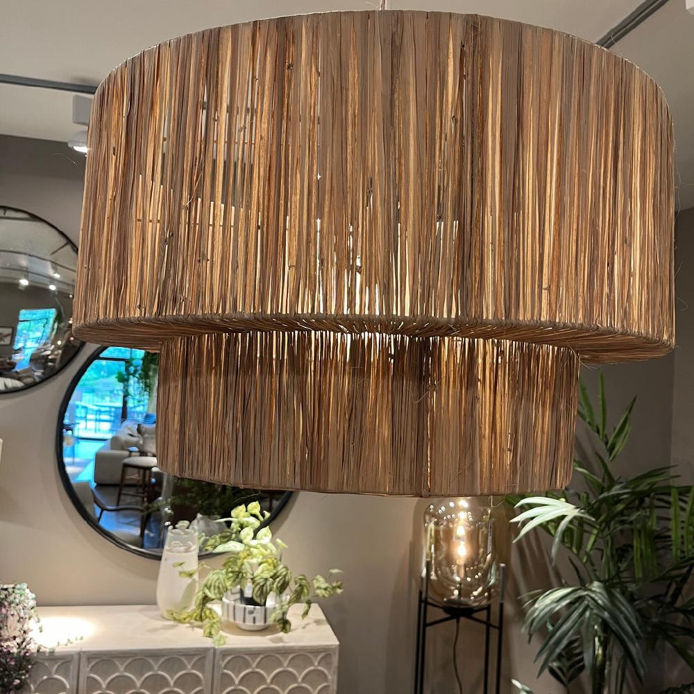 greige Large Raffia Wrapped Lampshade