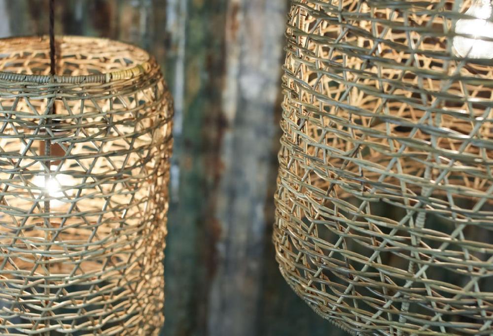 Greige Large Rattan Lampshade - Two Sizes