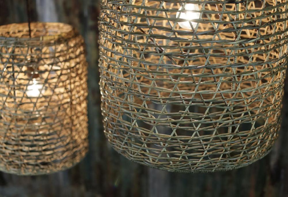 Greige Large Rattan Lampshade - Two Sizes