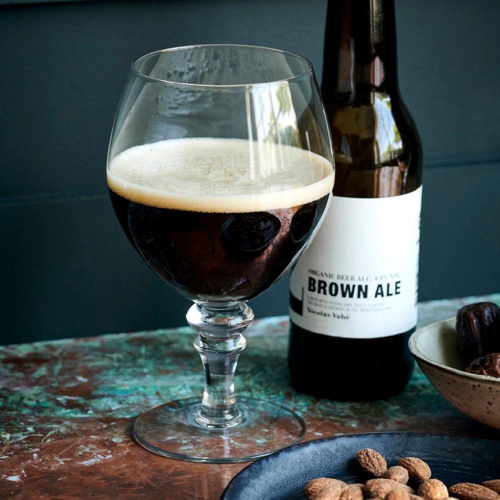 greige Large Stemmed Beer Glass