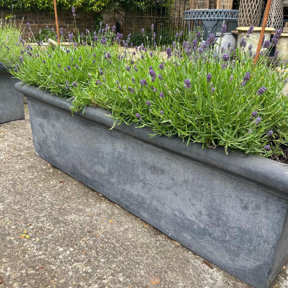 greige Large Trough Planter - Antique Lead Effect
