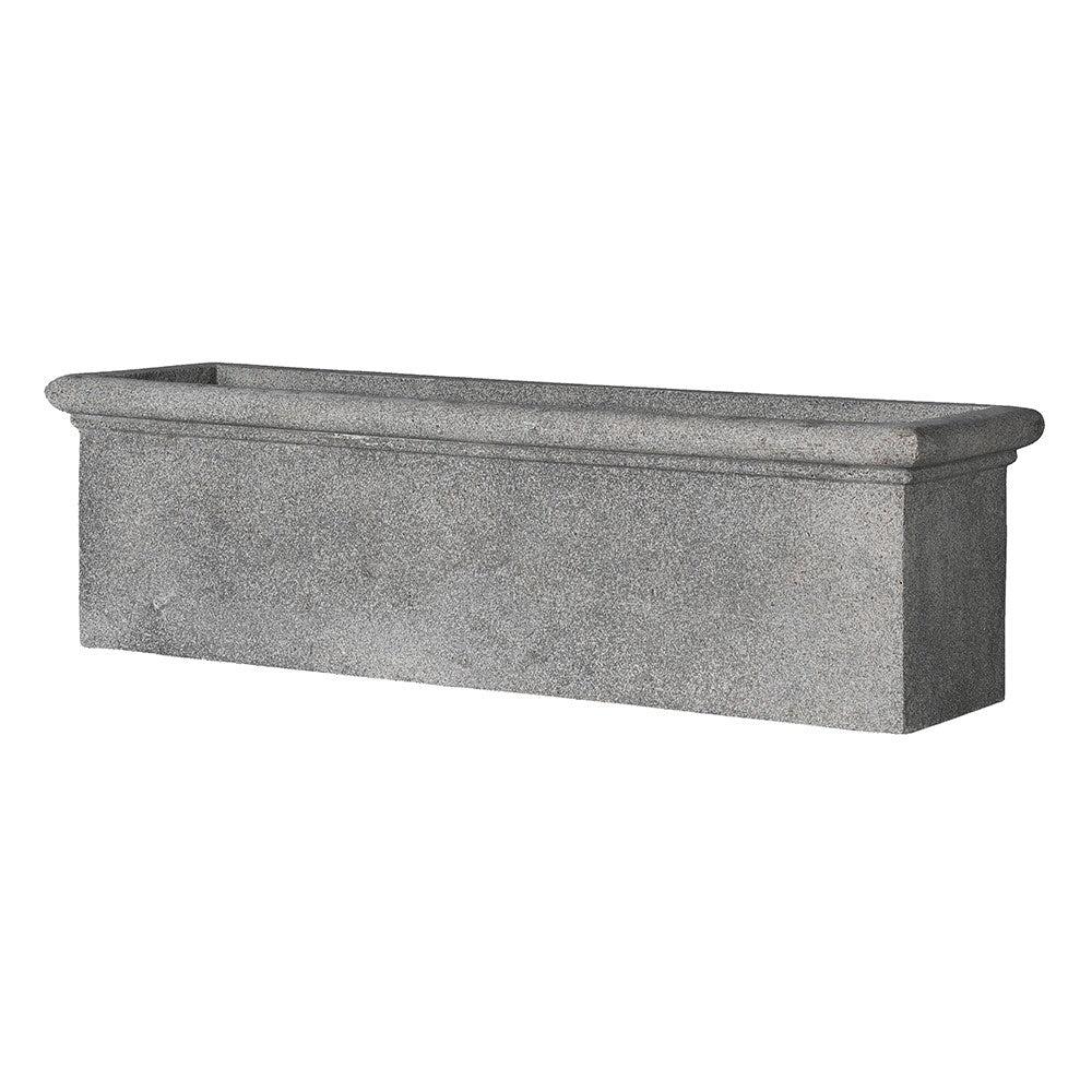 Greige Large Trough Planter - Stone Effect Finish