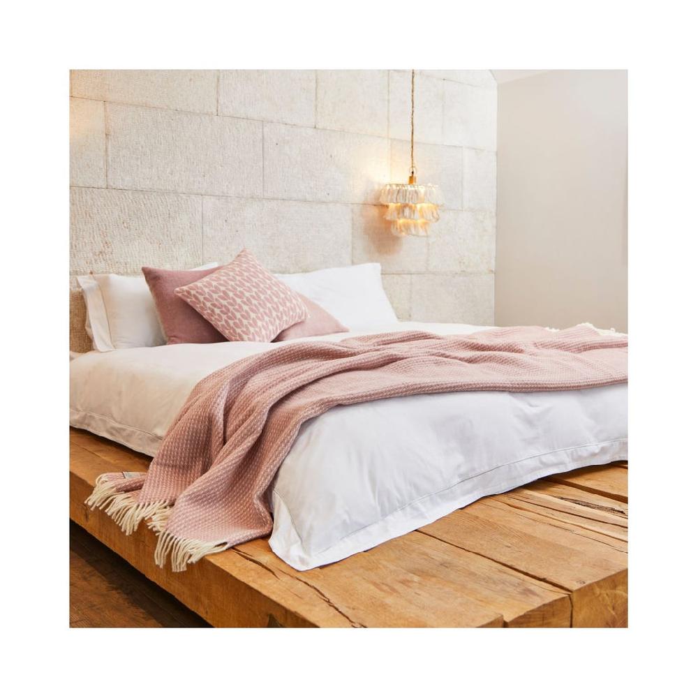 Greige Large Waffle Pure New Wool Throw - Dusky Pink