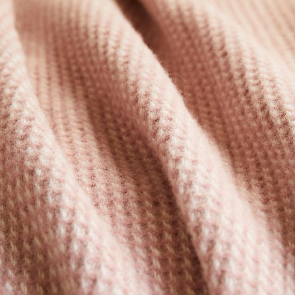 Greige Large Waffle Pure New Wool Throw - Dusky Pink