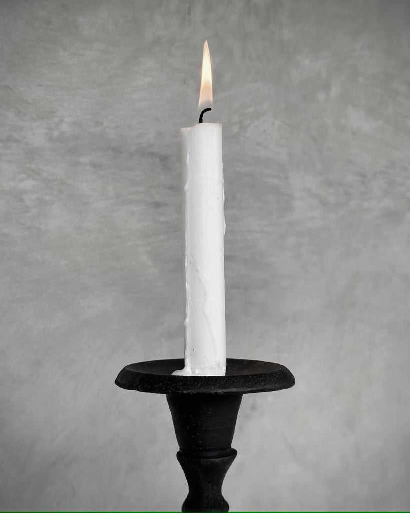 Greige Latika Tall Cast Iron Candlestick