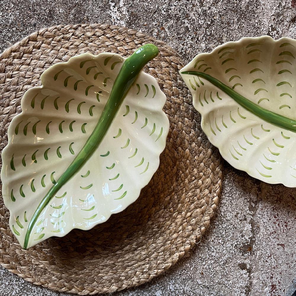 Greige Leaf Dish