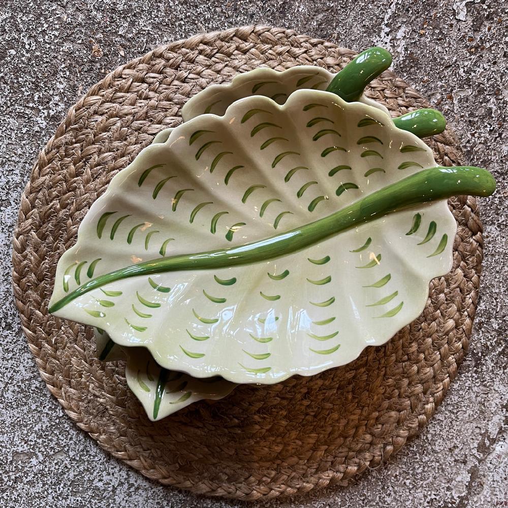 greige Leaf Dish