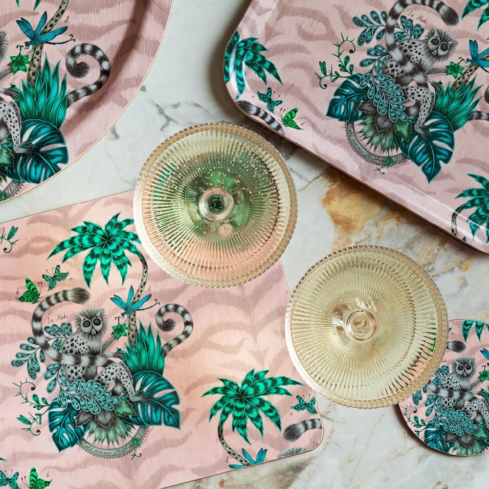 Greige Lemur Tray - Pink - 27x20cm