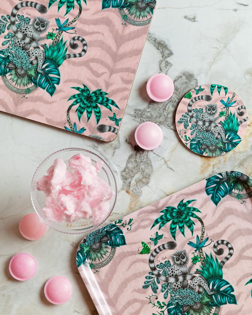 Greige Lemur Tray - Pink - 27x20cm