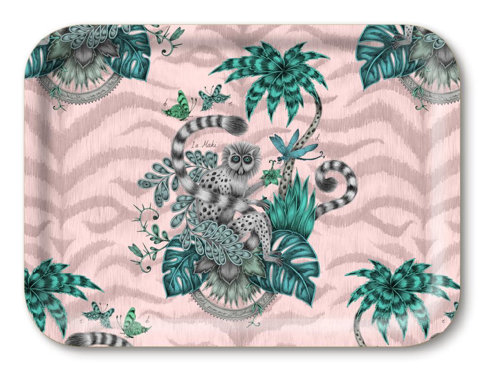 greige Lemur Tray - Pink - 27x20cm