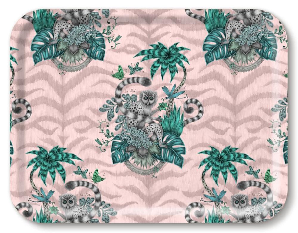 greige Lemur Tray - Pink - 43x33cm