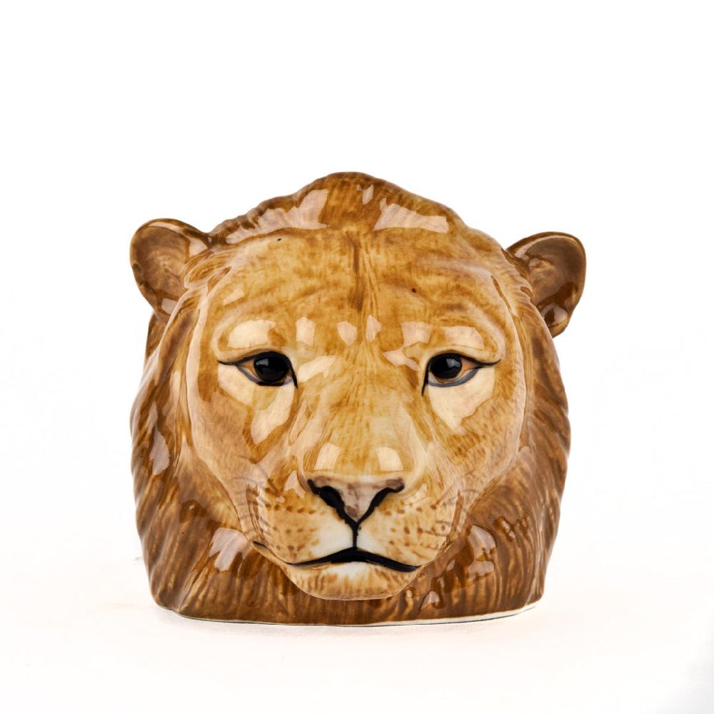 greige Lion Face Egg Cup by Quail Ceramics