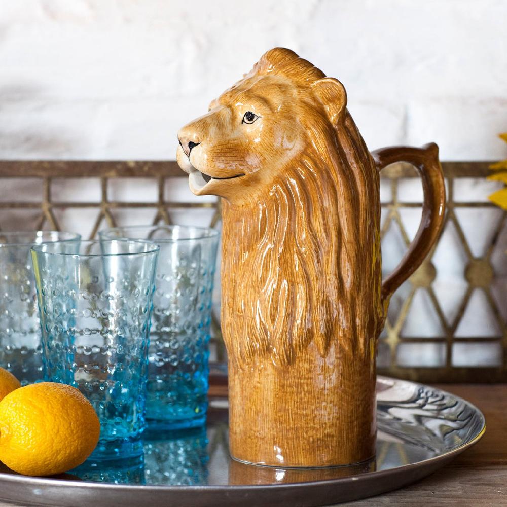 Greige Lion Water Jug By Quail Ceramics