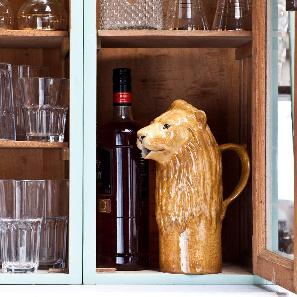 greige Lion Water Jug by Quail Ceramics