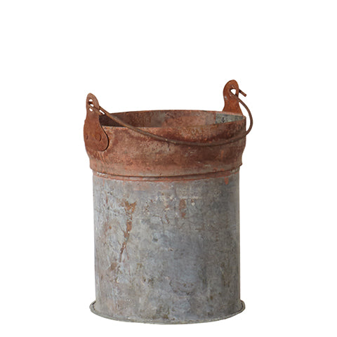 Greige Little Vintage Rusty Iron Bucket