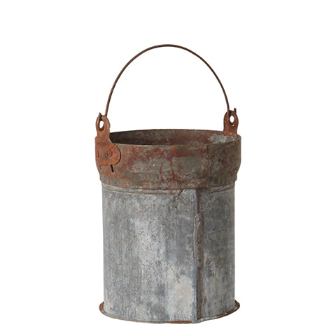 greige Little Vintage Rusty Iron Bucket