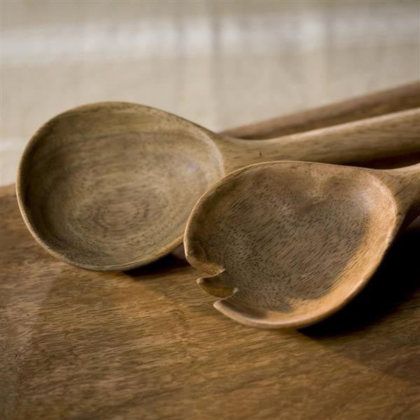 Greige Long Mango Wood Salad Servers