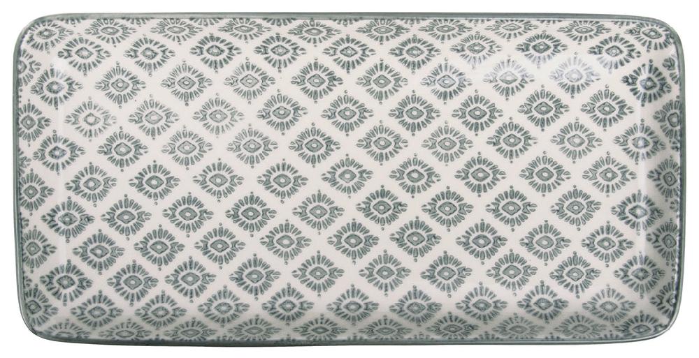 Greige Long Oblong Stoneware Plate - Grey