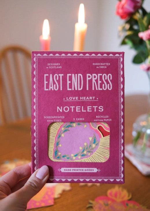 greige Love Heart Notelets