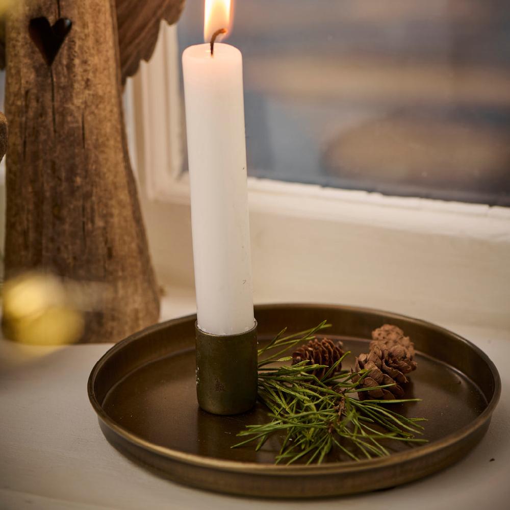 Greige Magnetic Candle Holder - Antique Brass