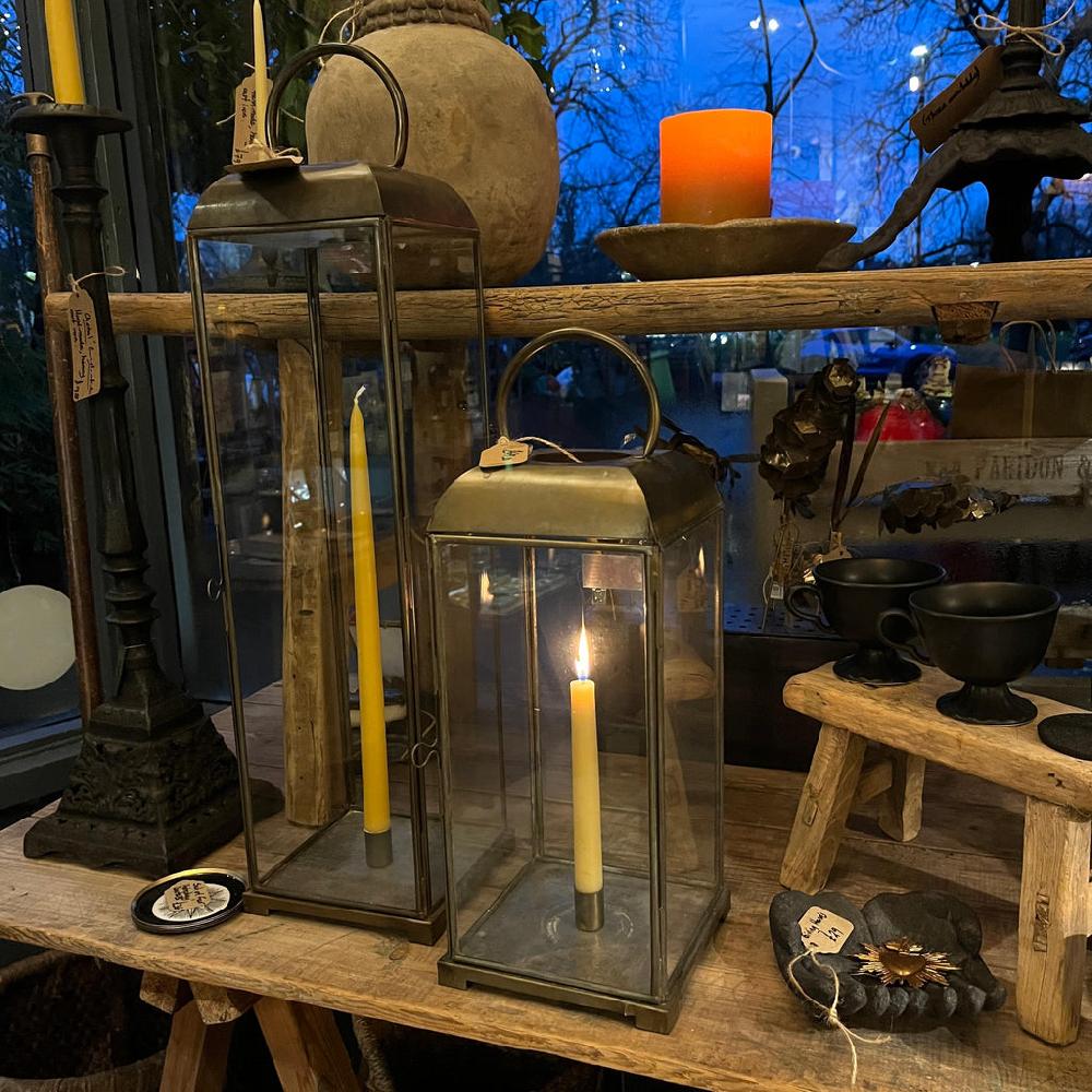 greige Magnetic Candle Holder - Antique Brass