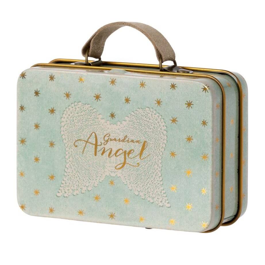 Greige Maileg Angel Mouse In Suitcase