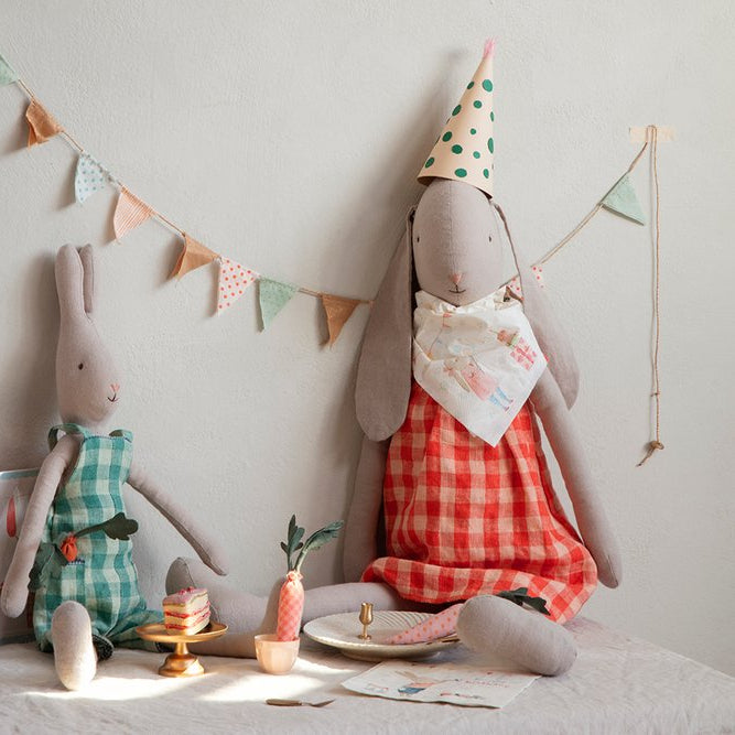 Greige Maileg Bunny In Cotton Dress- Size 5