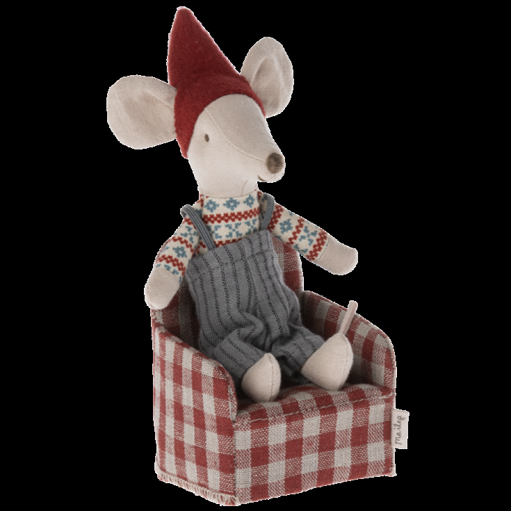 Greige Maileg Chair - Mouse - Red