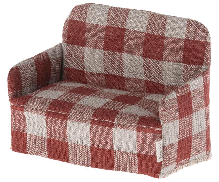 greige Maileg Couch - Mouse - Red