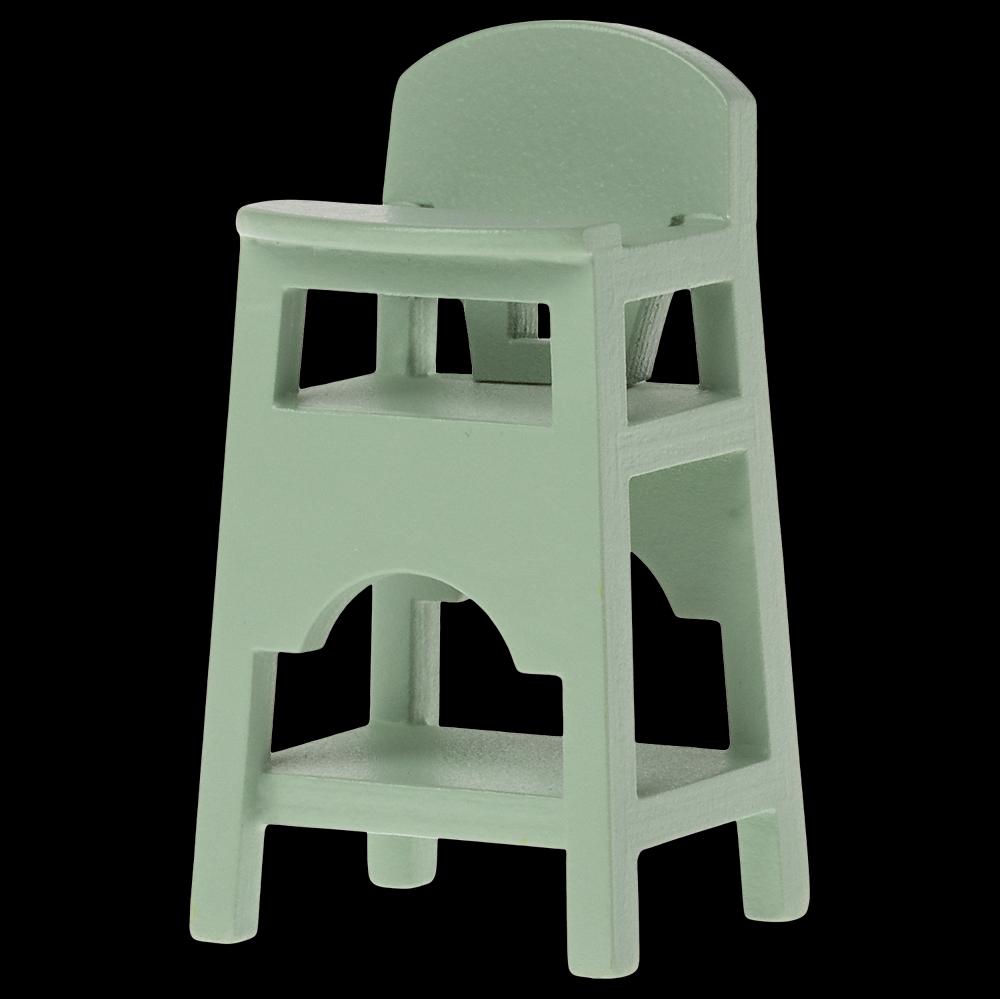 greige Maileg High Chair Mouse - Mint